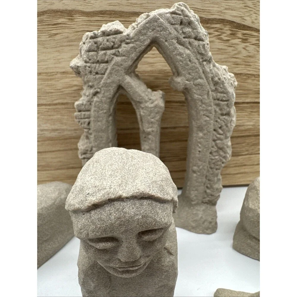 IRISH STONE HANDCAST CELTIC NATIVITY SET BY FORDE CRAFTS LTD. KILCULLEN KILDARE